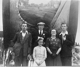 Blackburn family with Tudhoe Lodge banner.