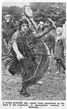 A High Kicker who caused much amusement at the head of the procession at Spennymoor Carnival on Saturday.