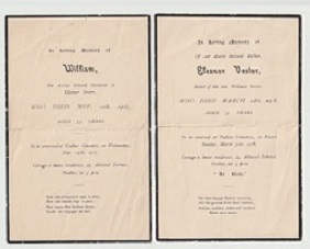 Funeral service sheets for William and Eleanor Vester.