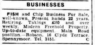 Fish Shop Sale 28 October 1957 - Hartlepool Northern Daily Mail.