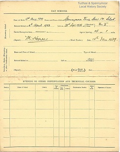 John Gilmore school record 1929 at King Street School, Spennymoor.