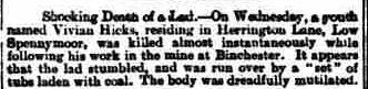 Vivien Hicks accident 1898.