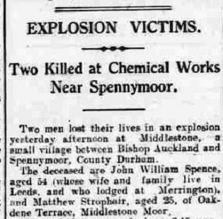 Two Killed at Chemical Works near Spennymoor.