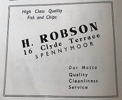 Robson Fish Shop Advert in Spennymoor UDC Handbook 1947.