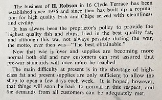 Robson Fish Shop in Spennymoor UDC Handbook 1947.
