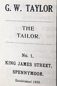 Taylor's advertisement from Spennymoor Allotment Annual Show Programme 1935.