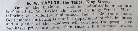 Taylor's advertisement from Spennymoor Official Guide 1927 Trade notices.