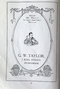 Taylor's advertisement from Spennymoor Official Guide 1927.