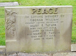 Taylor's gravestone, Rock Road Cemetery, Spennymoor.